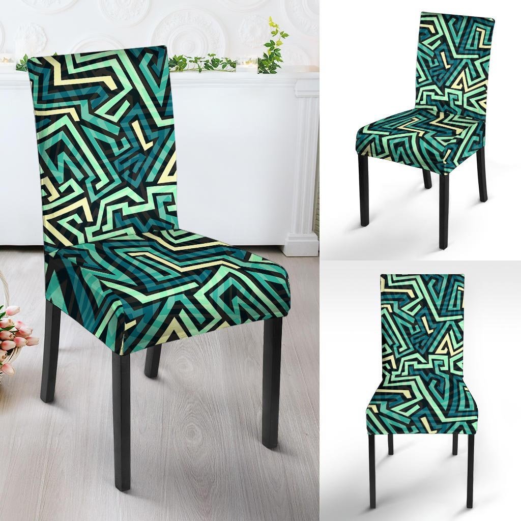 Green Geometric Abstract Chair Cover-grizzshop