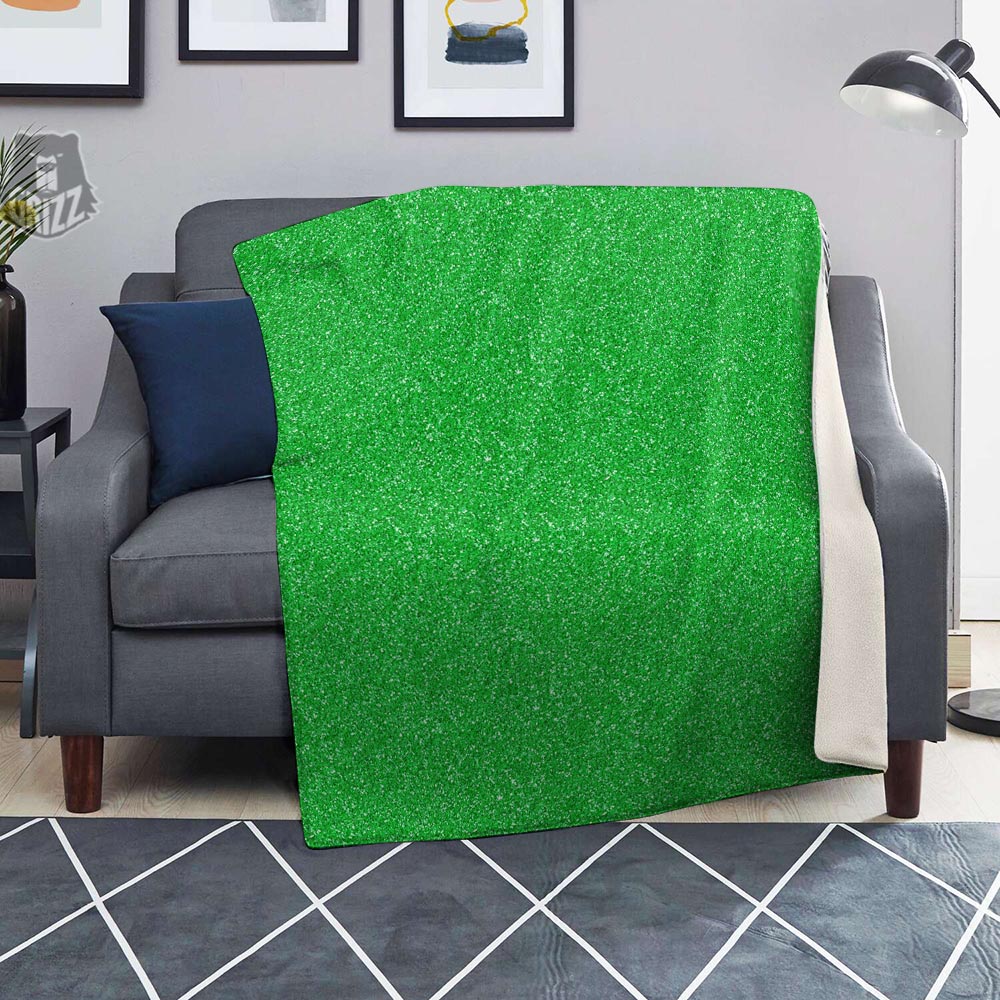 Green Glitter Texture Print Blanket-grizzshop