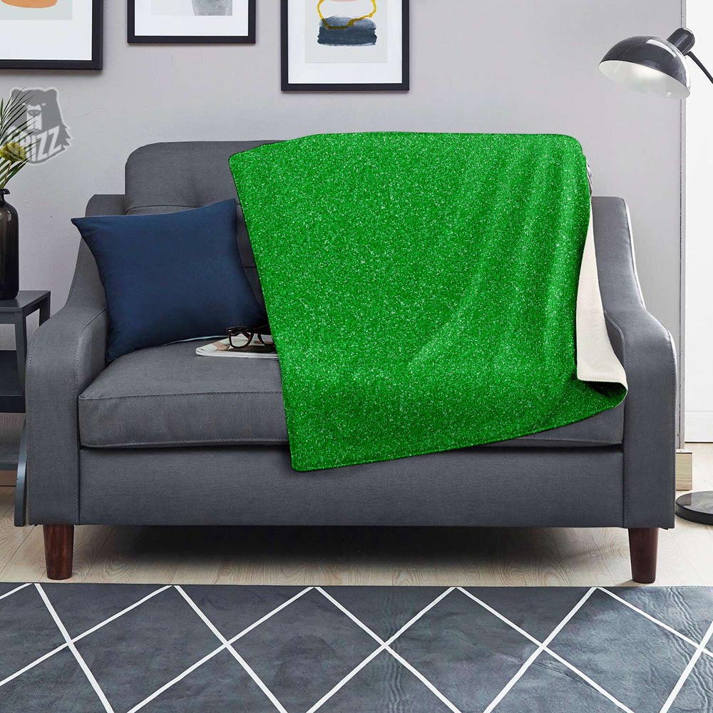 Green Glitter Texture Print Blanket-grizzshop