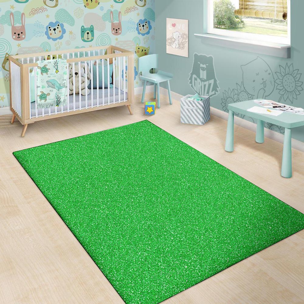 Green Glitter Texture Print Floor Mat-grizzshop