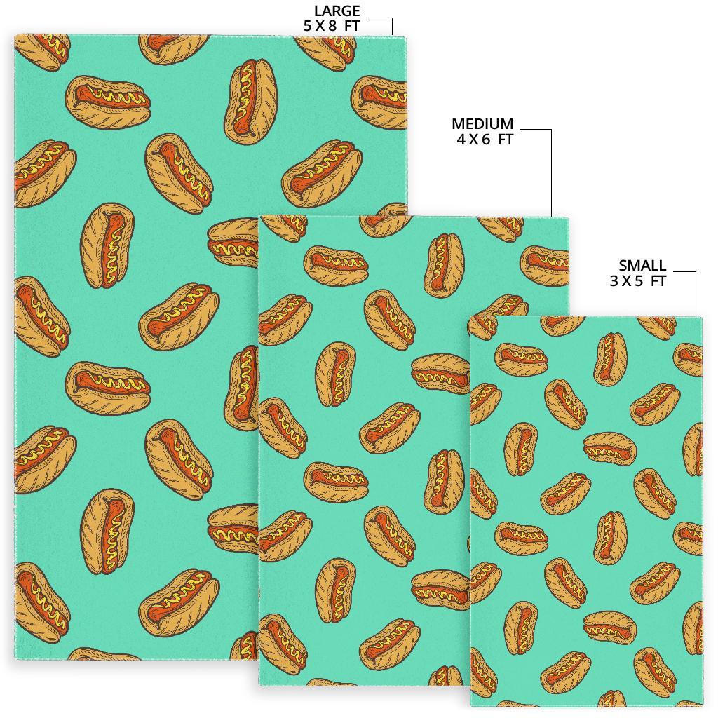 Green Hot Dog Pattern Print Floor Mat-grizzshop