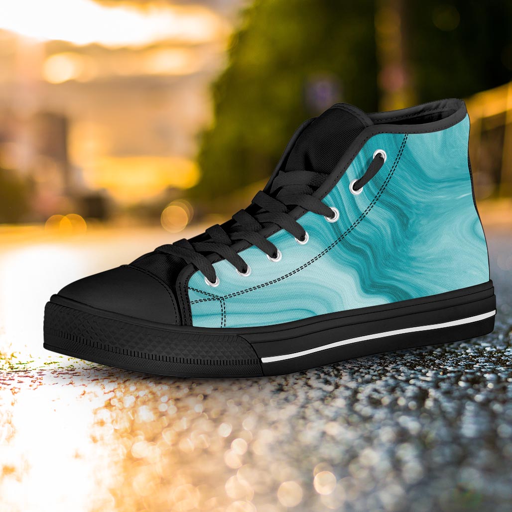 Green Ink Marble Women's High Top Shoes-grizzshop