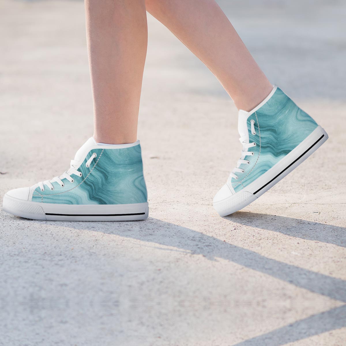 Green Ink Marble Women's High Top Shoes-grizzshop