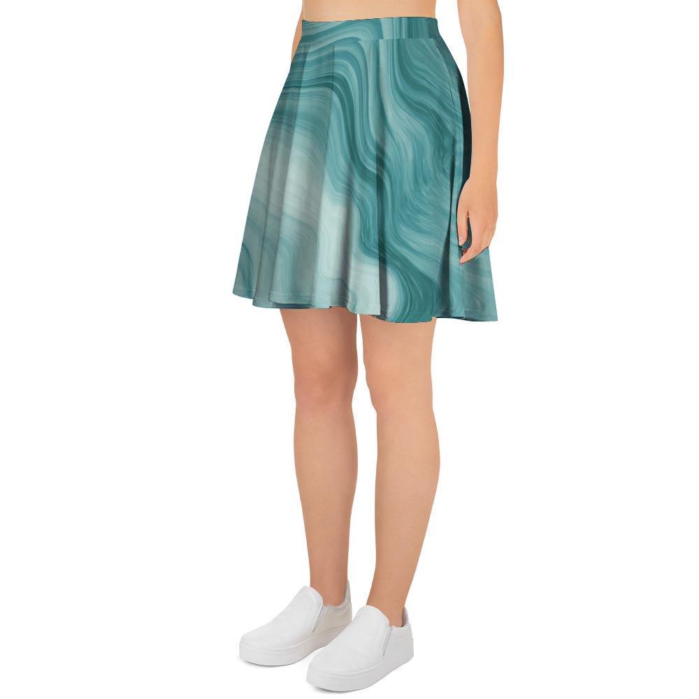 Green Ink Marble Women's Skirt-grizzshop
