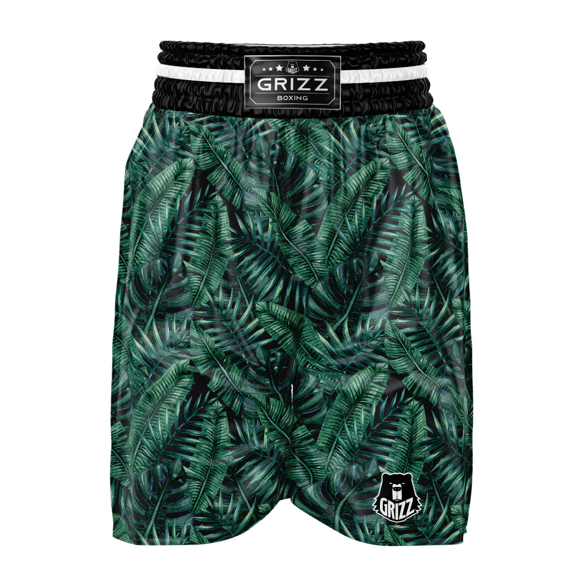 Green Leaf Tropical Print Pattern Boxing Shorts-grizzshop