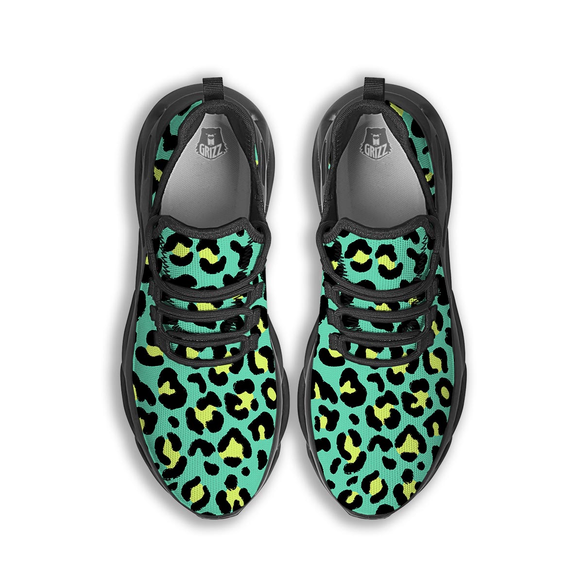 Green Leopard Black Running Shoes-grizzshop