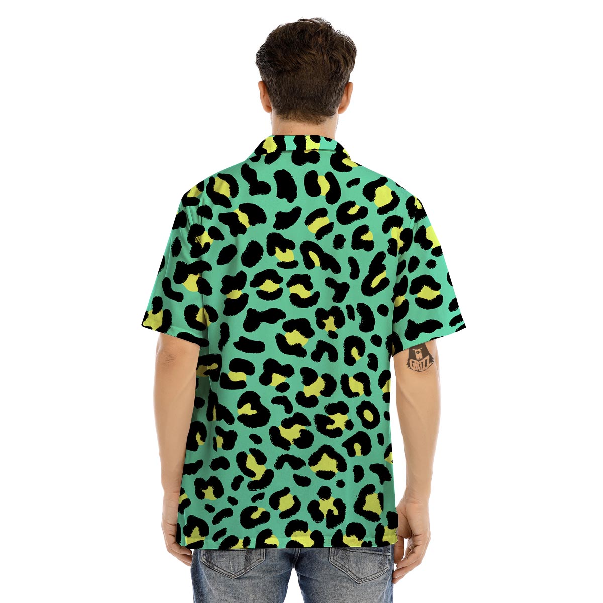 Green Leopard Men’s Hawaiian Shirt-grizzshop