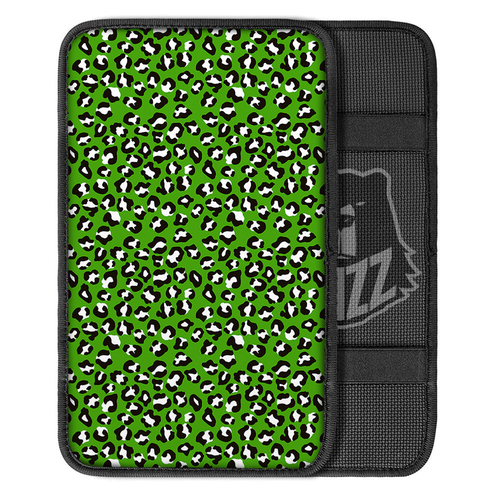 Green Leopard Print Pattern Car Center Console Cover-grizzshop