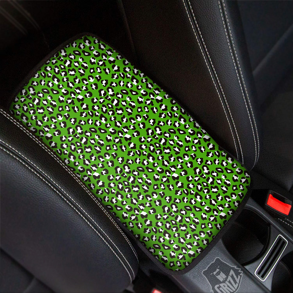 Green Leopard Print Pattern Car Center Console Cover-grizzshop