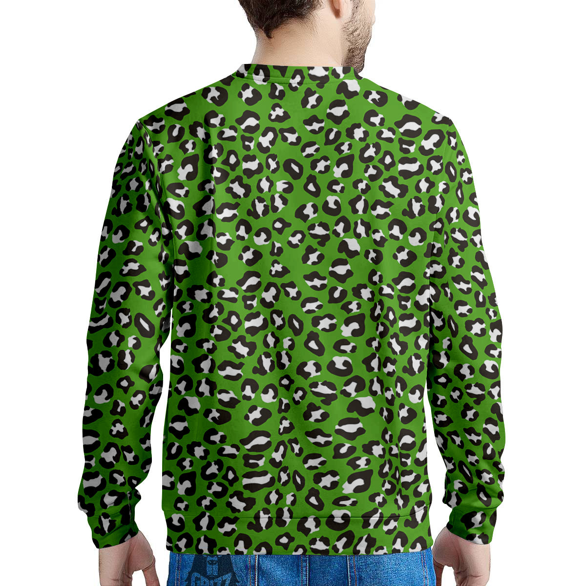 Green Leopard Print Pattern Men's Sweatshirt-grizzshop