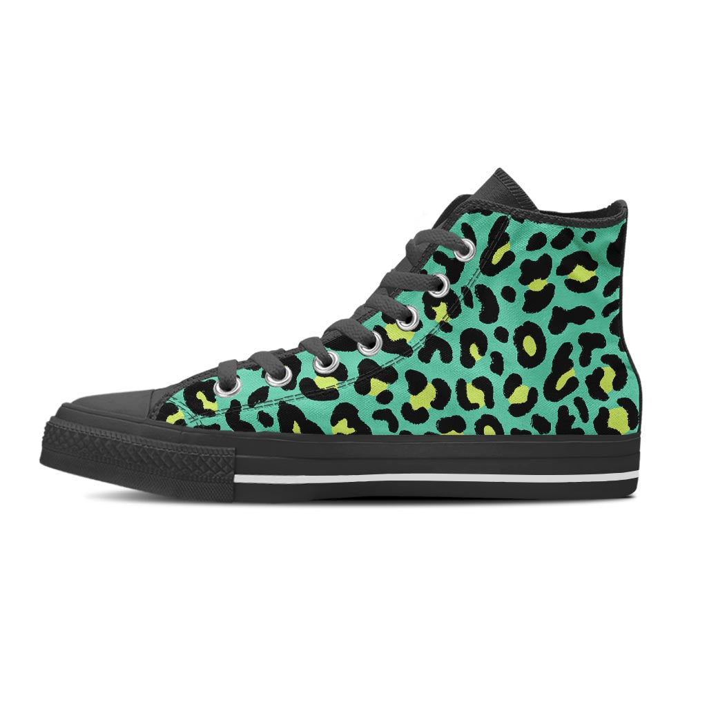 Green Leopard Women's High Top Shoes-grizzshop