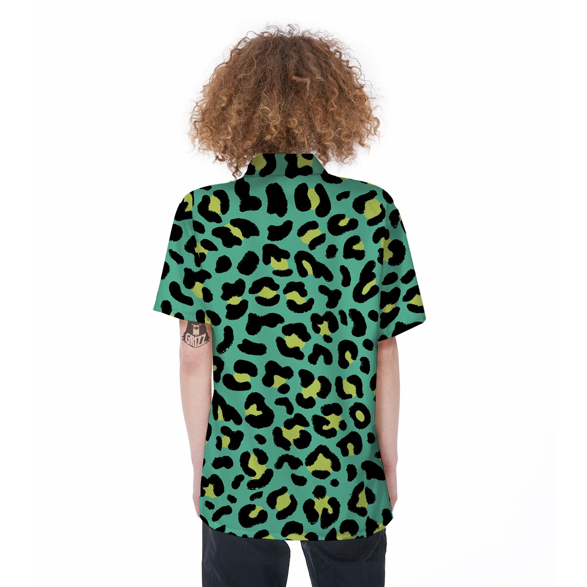 Green Leopard Women's Short Sleeve Shirts-grizzshop