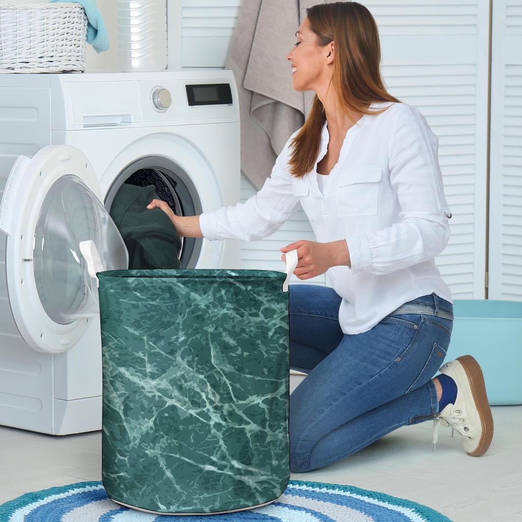 Green Malachite Marble Laundry Basket-grizzshop