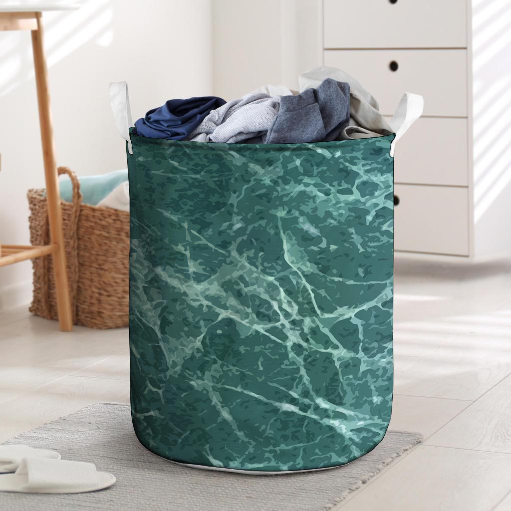 Green Malachite Marble Laundry Basket-grizzshop