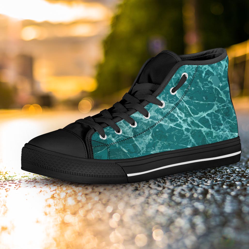 Green Malachite Marble Women's High Top Shoes-grizzshop