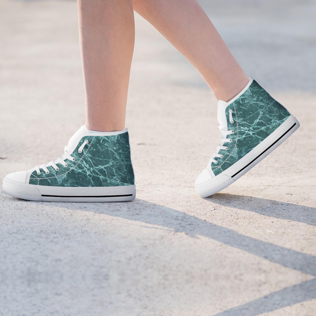 Green Malachite Marble Women's High Top Shoes-grizzshop
