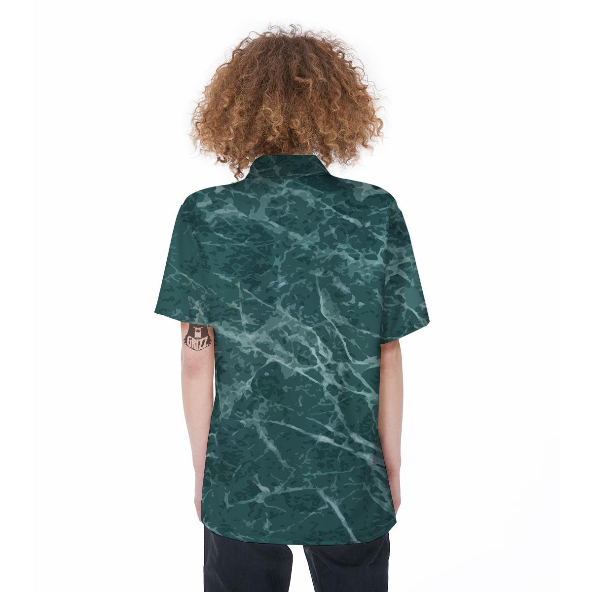 Green Malachite Marble Women's Short Sleeve Shirts-grizzshop