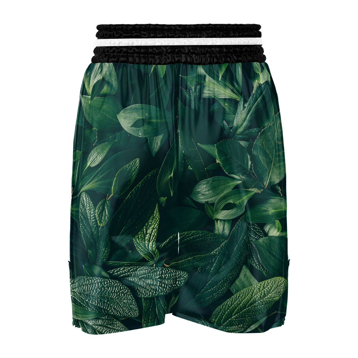 Green Natural Leaf Print Boxing Shorts-grizzshop