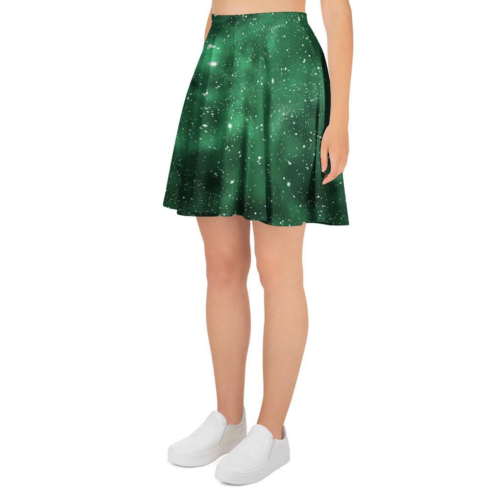 Green Nebula Galaxy Women's Skirt-grizzshop