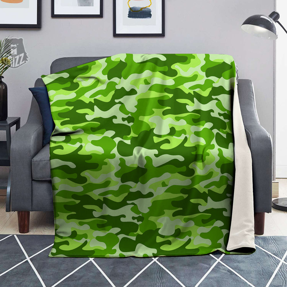 Green Neon Camo And Camouflage Print Blanket-grizzshop