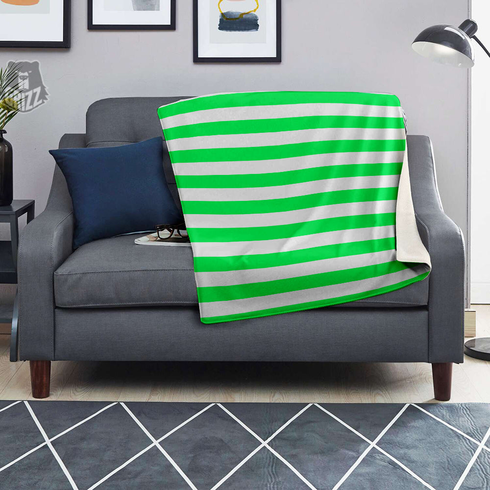 Green Neon Color Striped Print Blanket-grizzshop