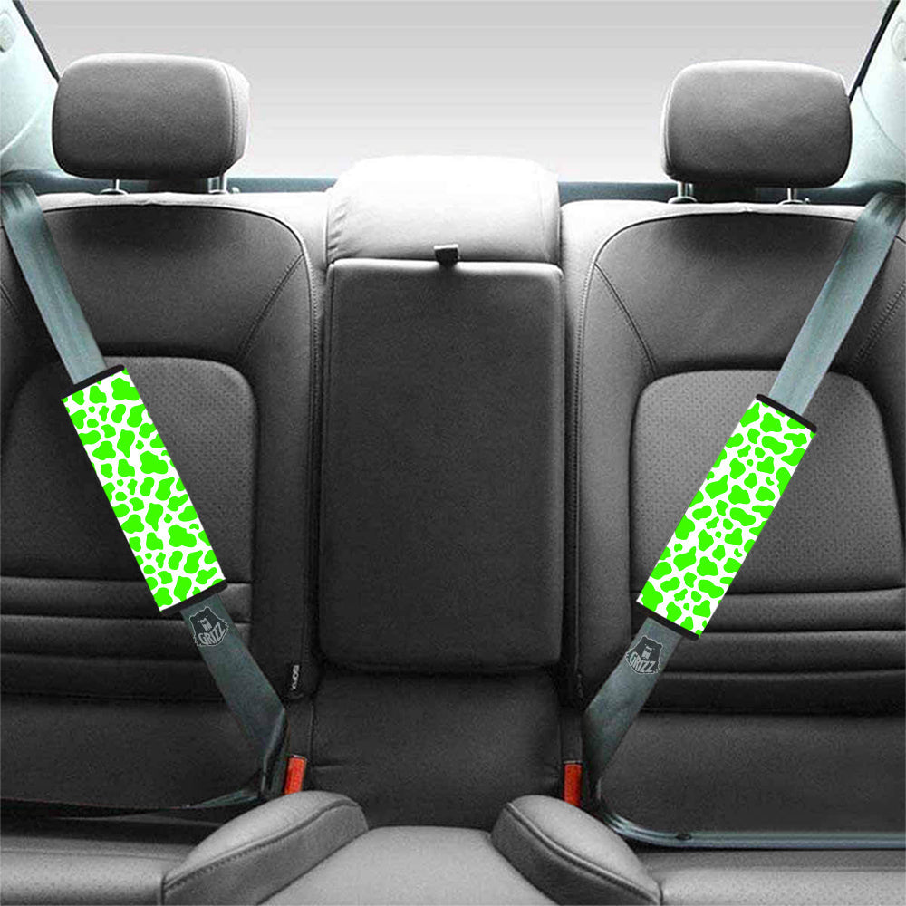 Green Neon Cow Print Pattern Car Seat Belt Cover-grizzshop