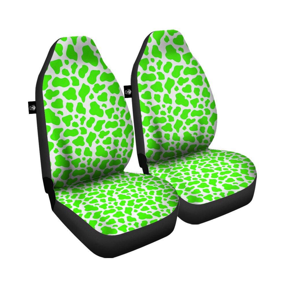 Green Neon Cow Print Pattern Car Seat Covers-grizzshop