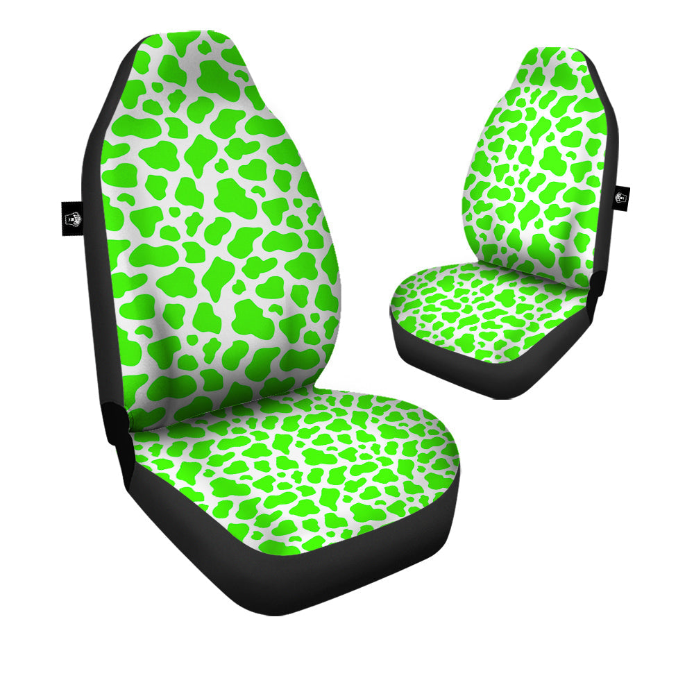 Green Neon Cow Print Pattern Car Seat Covers-grizzshop