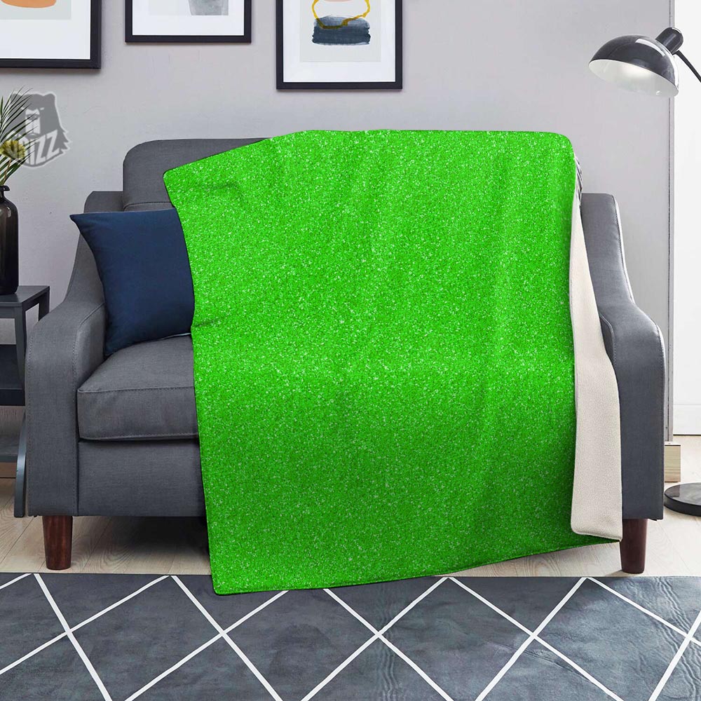 Green Neon Glitter Texture Print Blanket-grizzshop