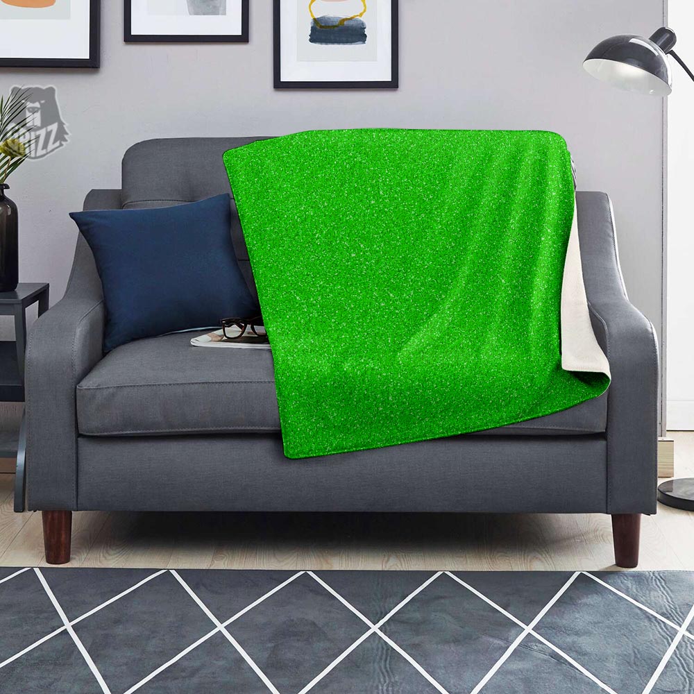 Green Neon Glitter Texture Print Blanket-grizzshop