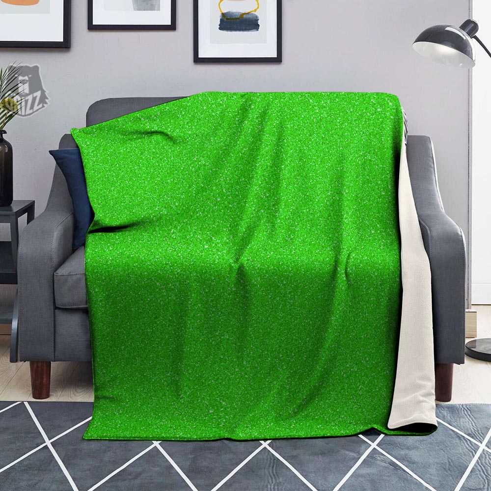 Green Neon Glitter Texture Print Blanket-grizzshop