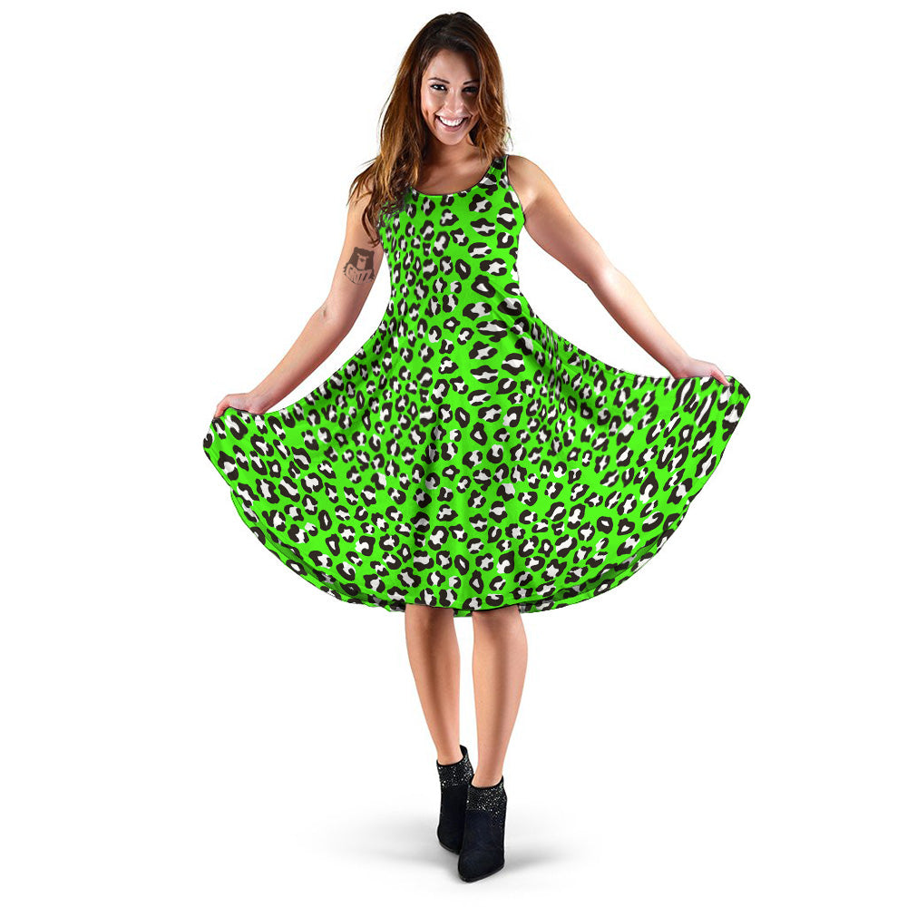 Green Neon Leopard Print Pattern Dress Green Neon Leopard Print Pattern Dress