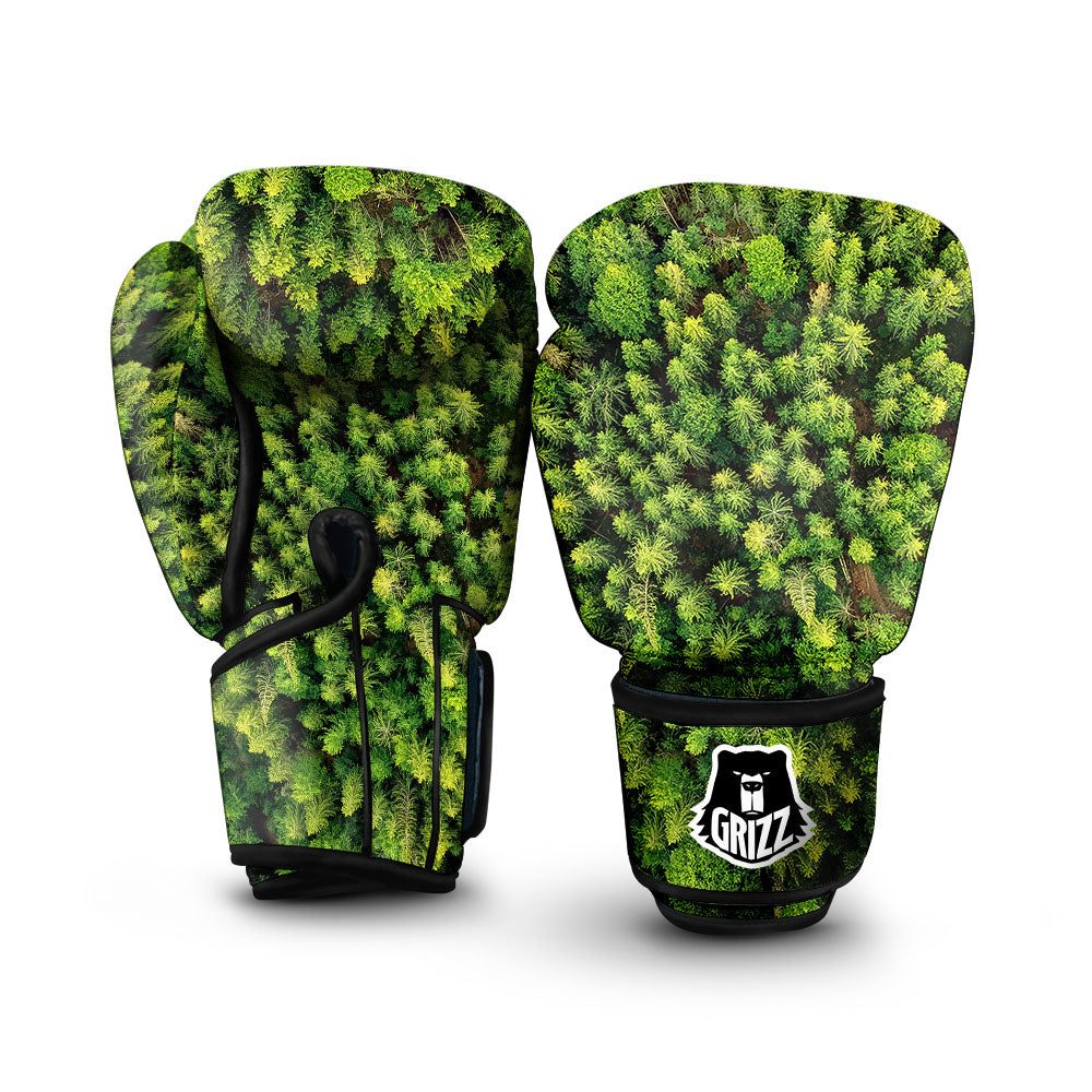 Green Pine Summer Forest Print Boxing Gloves-grizzshop