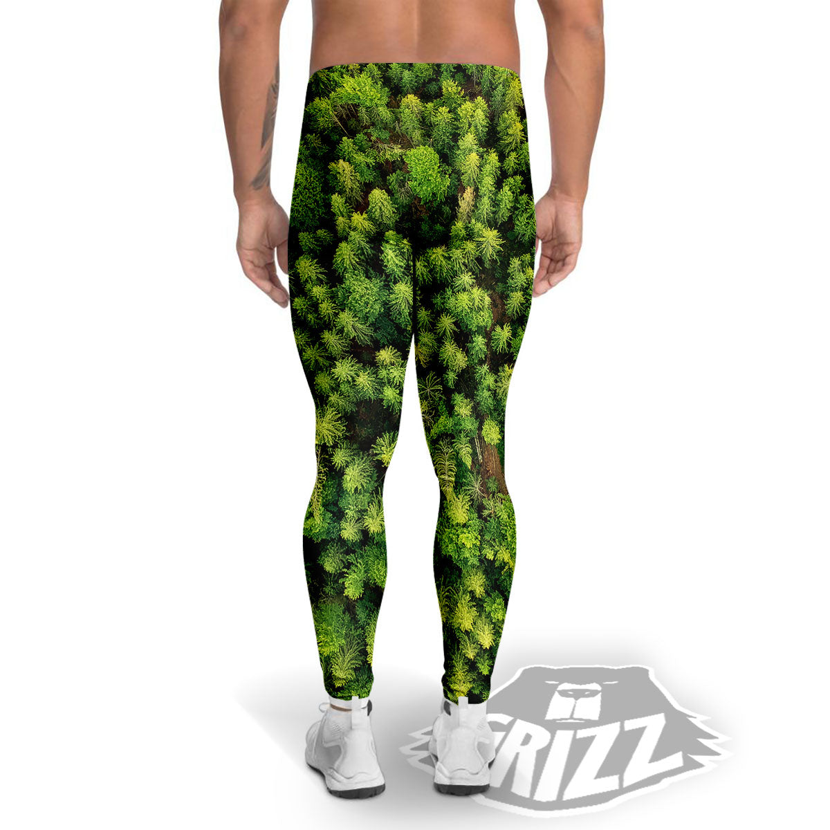 Green Pine Summer Forest Print Men's Leggings-grizzshop