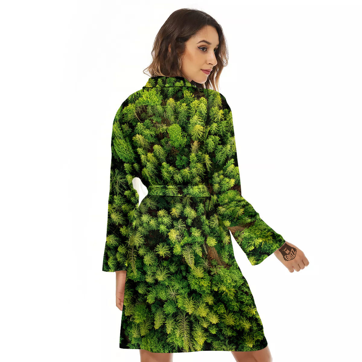 Green Pine Summer Forest Print Women's Robe-grizzshop