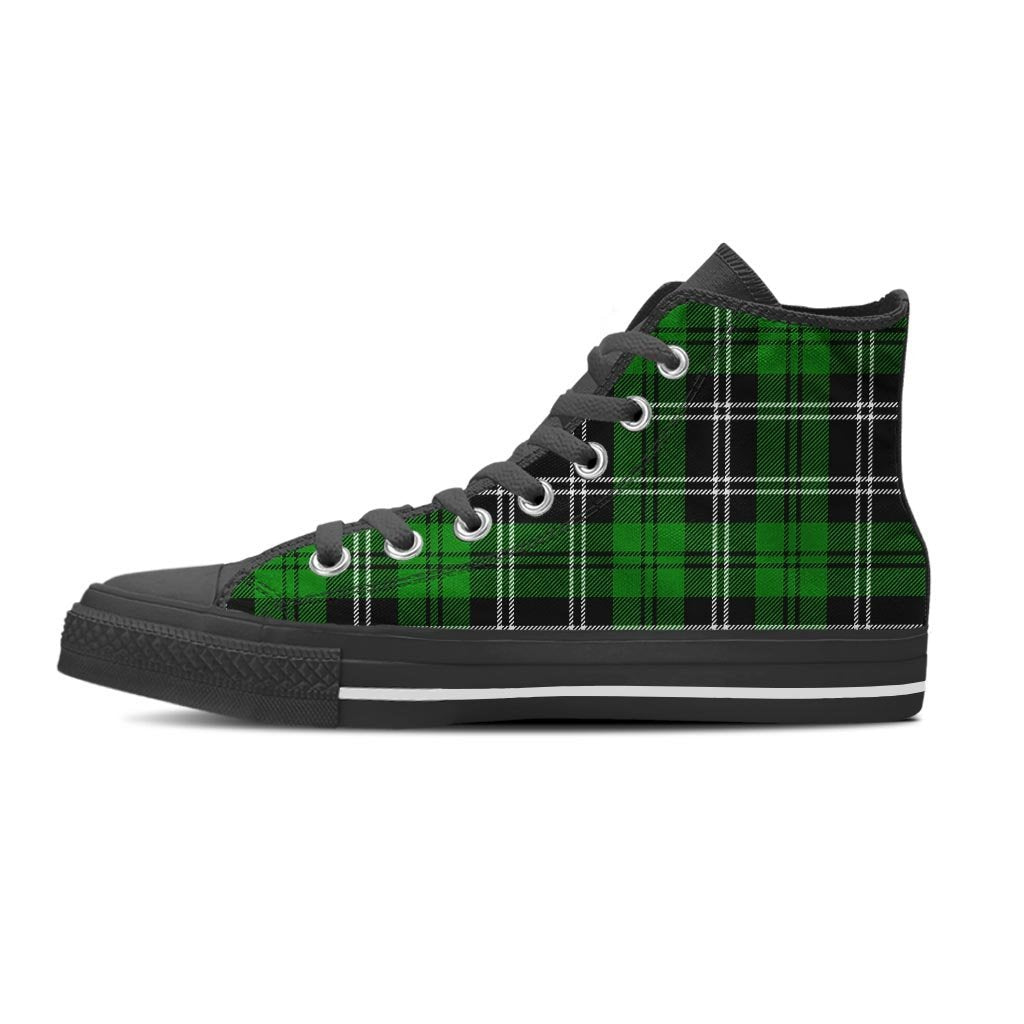 Green Plaid Tartan Print Women's High Top Shoes-grizzshop