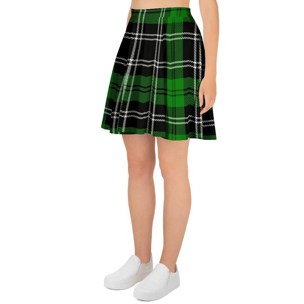 Green Plaid Tartan Print Women's Skirt-grizzshop