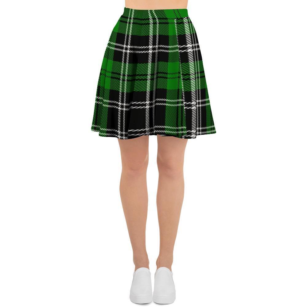 Green Plaid Tartan Print Women's Skirt-grizzshop