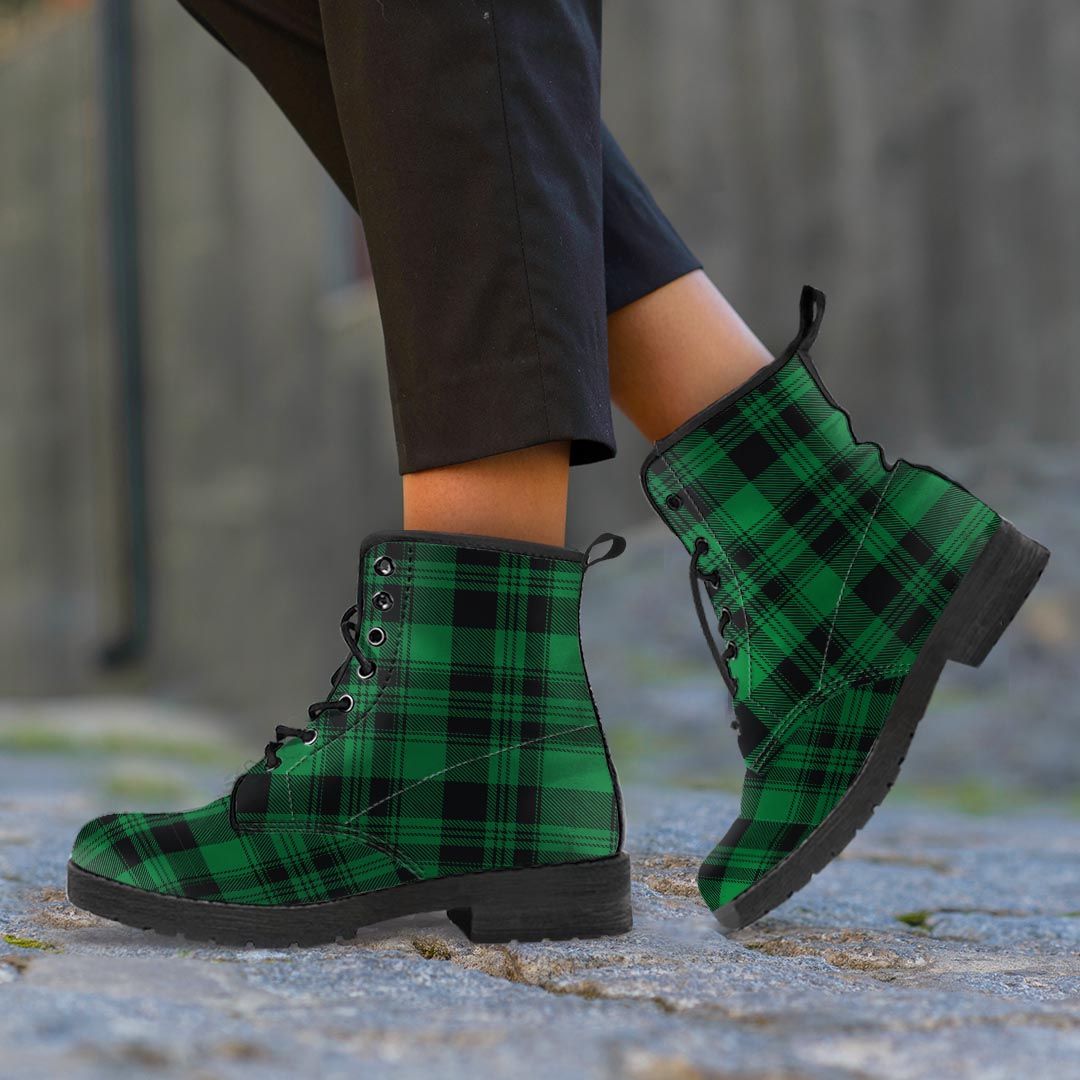 Green Plaid Tartan Sottish Men's Boots-grizzshop