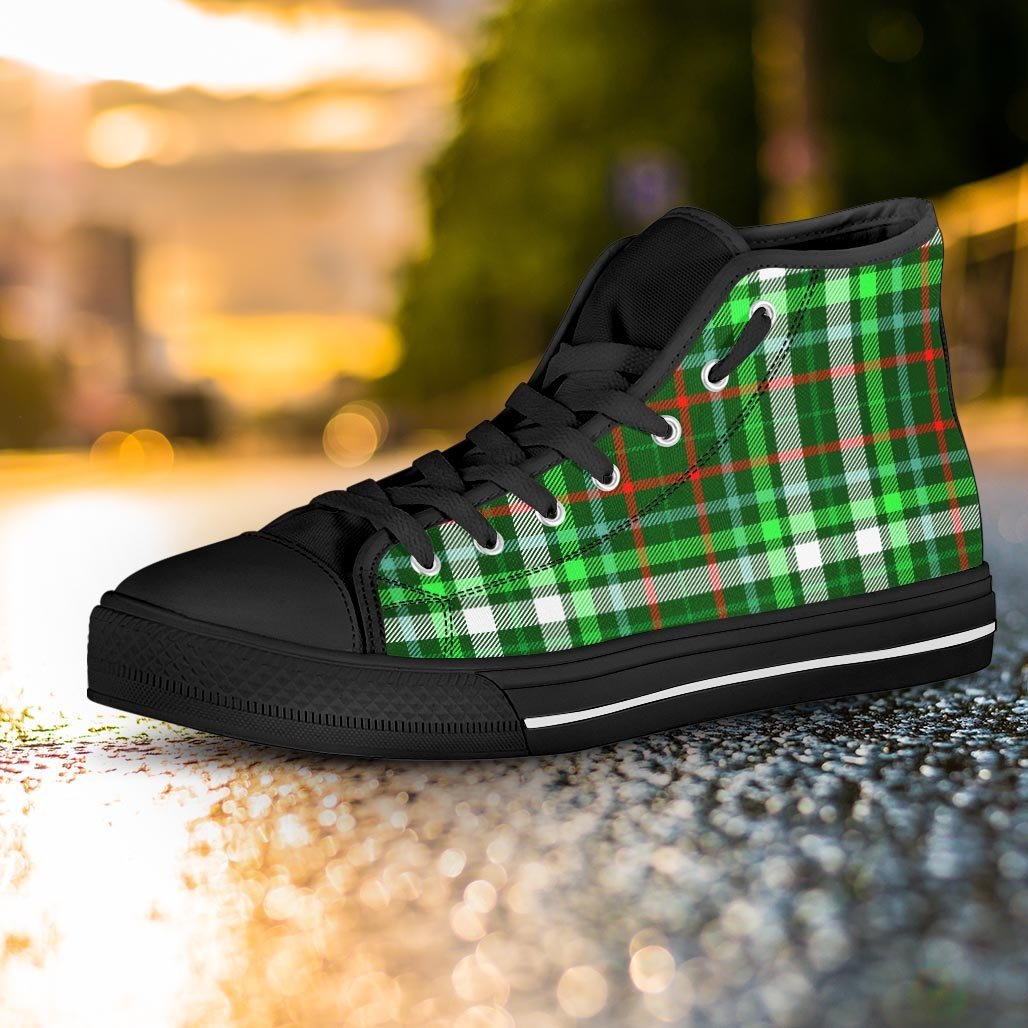Green Plaid Tartan Women's High Top Shoes-grizzshop