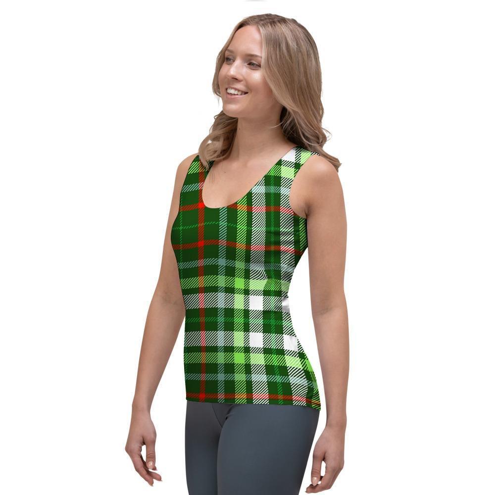 Green Plaid Tartan Women's Tank Top-grizzshop