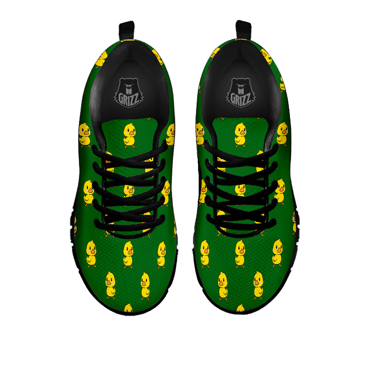Green Rubber Duck Print Pattern Black Sneaker-grizzshop