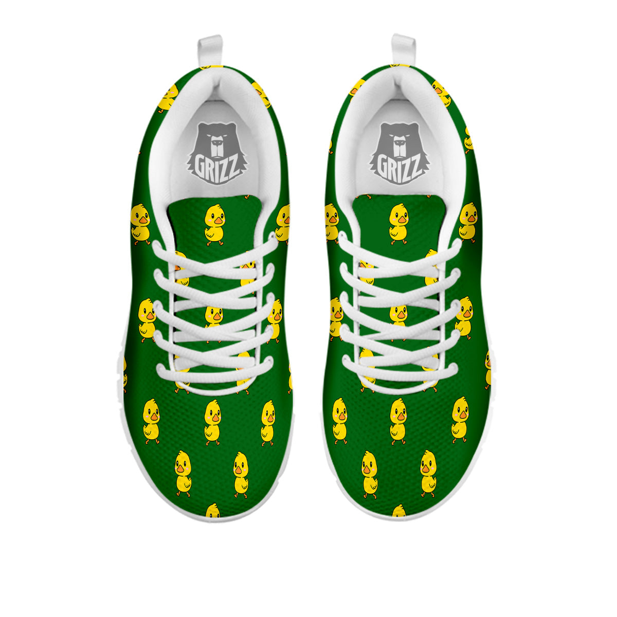 Green Rubber Duck Print Pattern White Sneaker-grizzshop