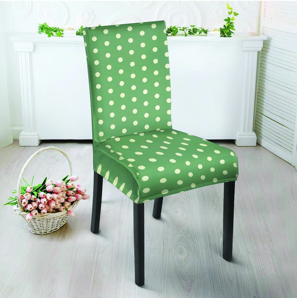 Green Sage Polka Dot Chair Cover-grizzshop
