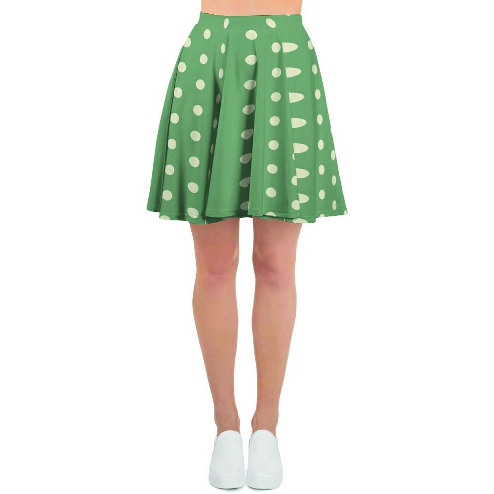 Green Sage Polka Dot Women's Skirt-grizzshop