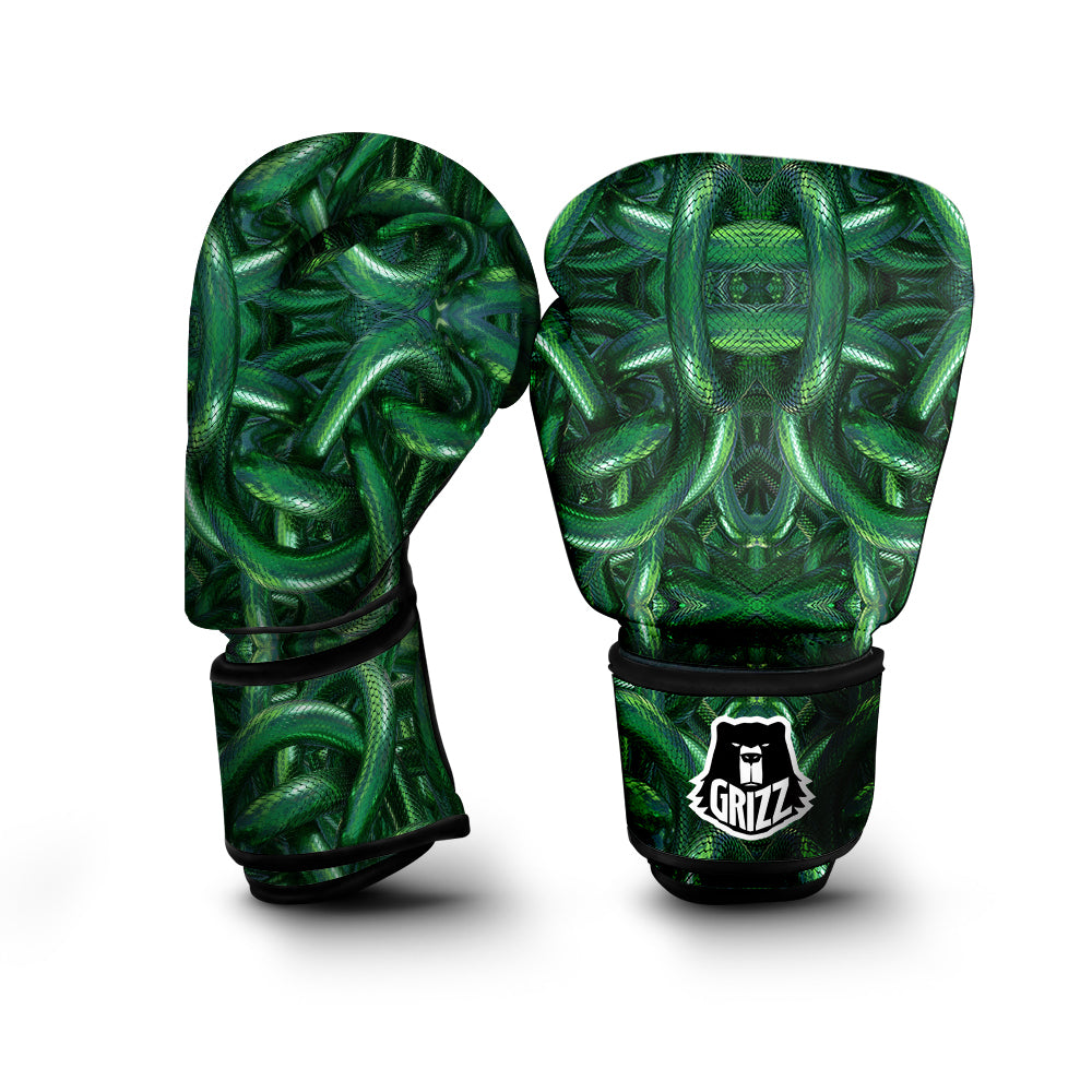 Green Snake 3D Print Pattern Boxing Gloves-grizzshop