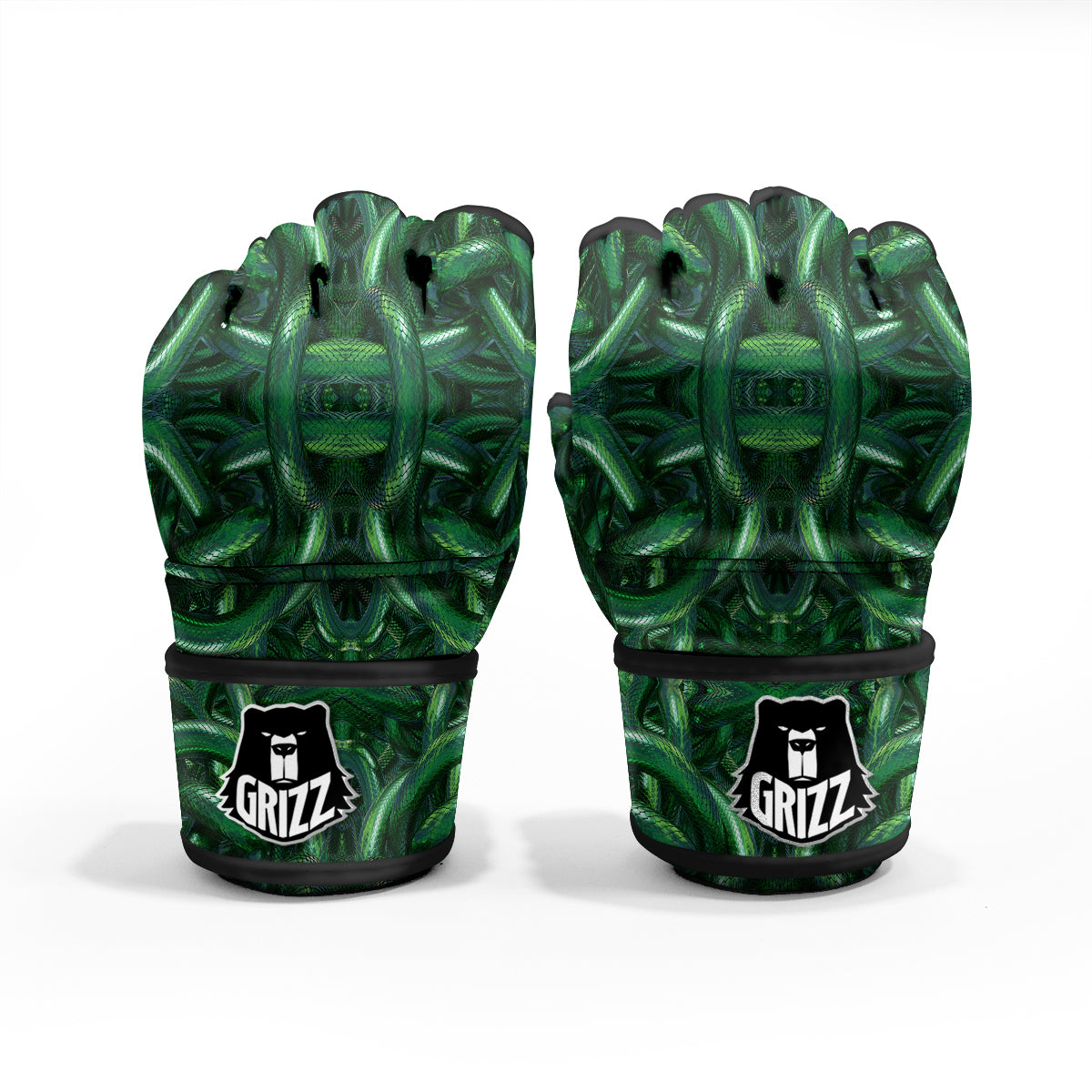Green Snake 3D Print Pattern MMA Gloves-grizzshop