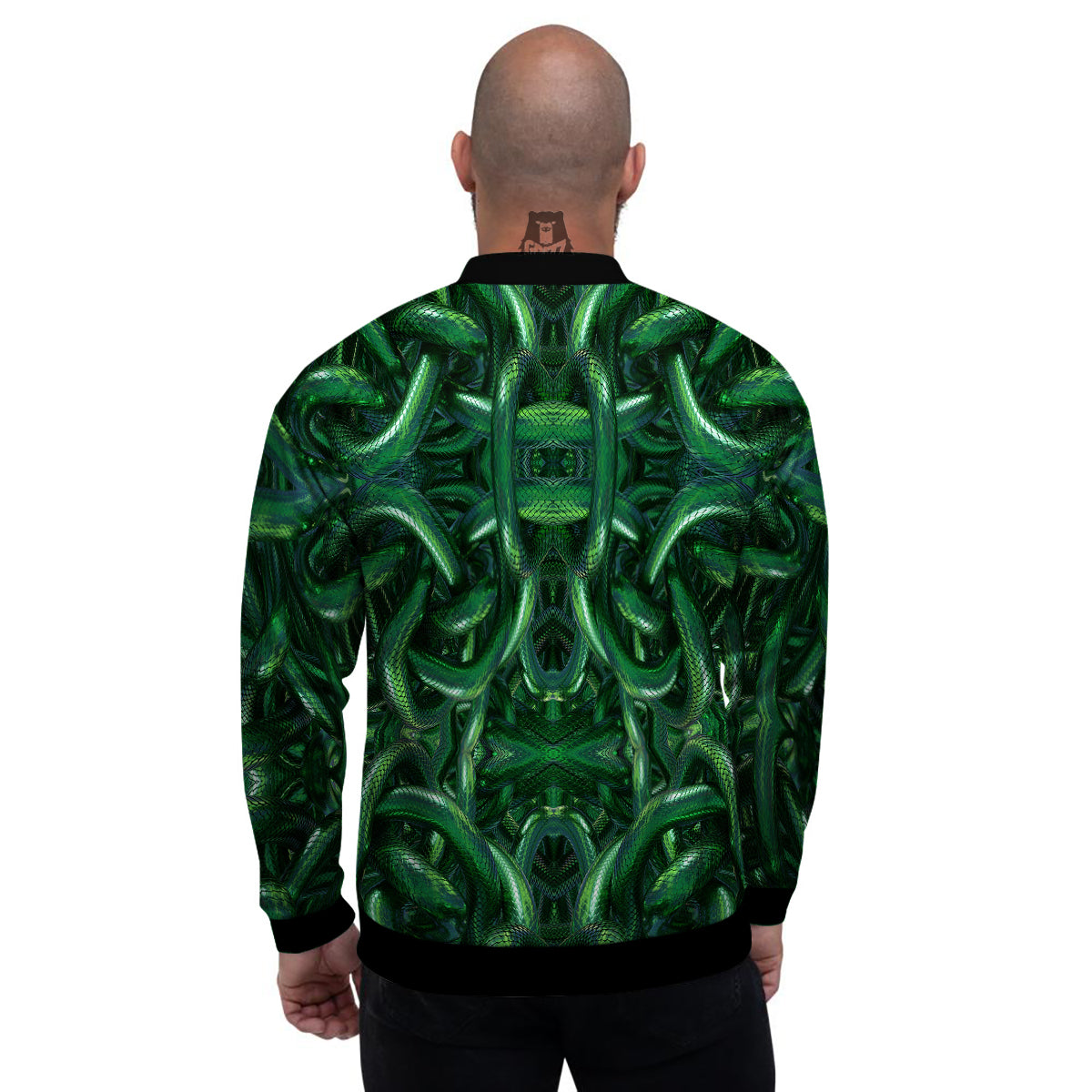 Green Snake 3D Print Pattern Men's Bomber Jacket-grizzshop