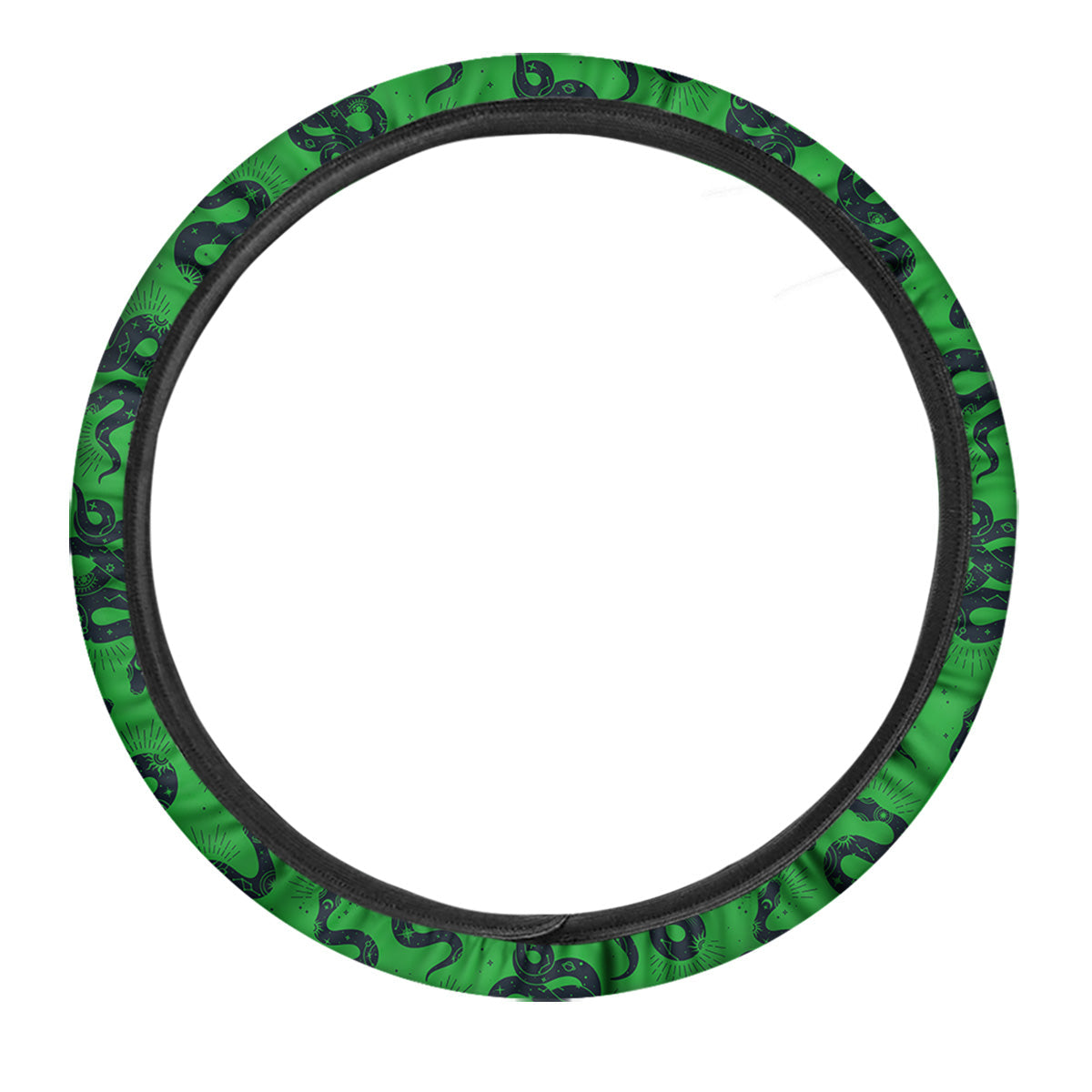 Green Snake Magic Eye Print Pattern Car Steering Wheel Cover-grizzshop