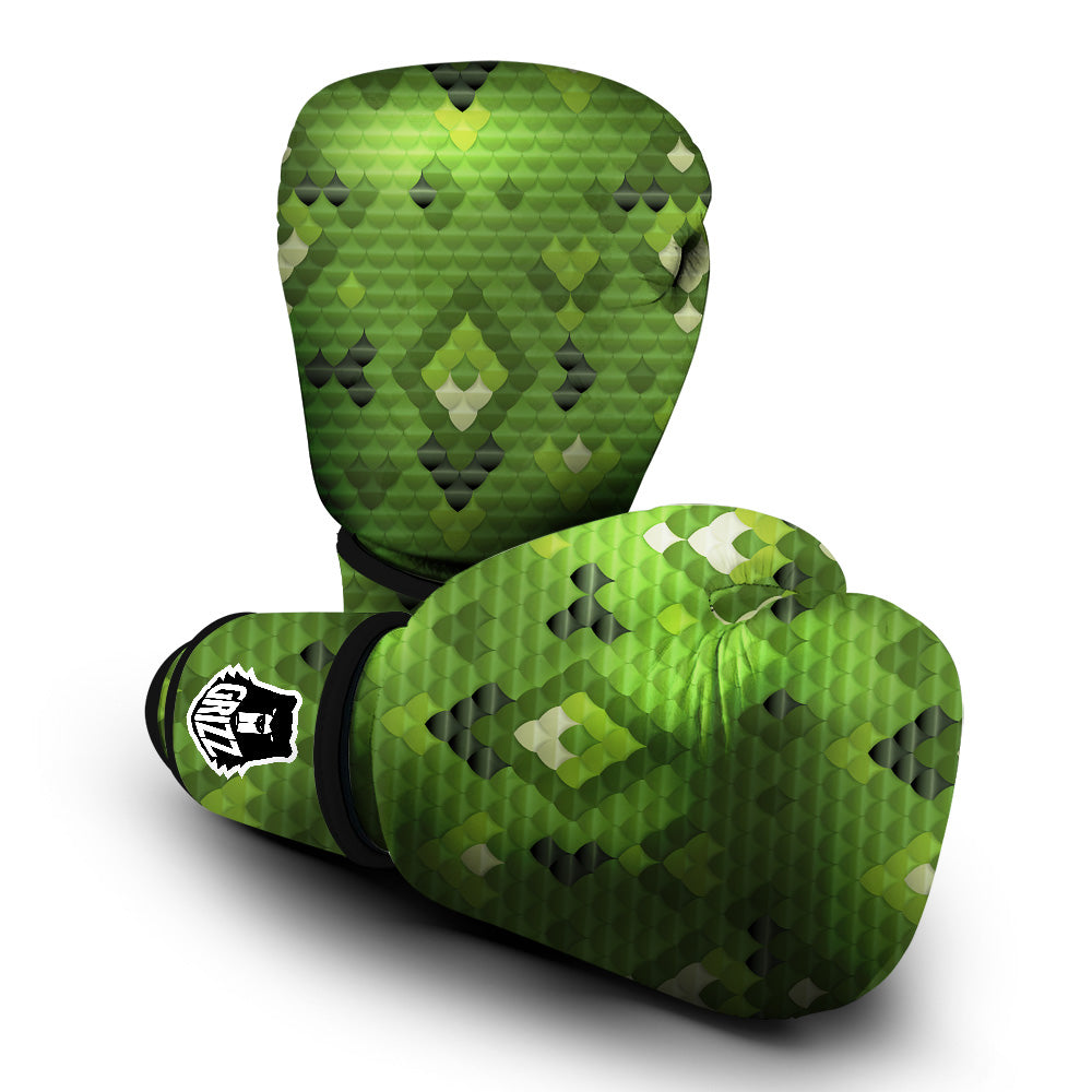 Green Snake Skin Cartoon Print Pattern Boxing Gloves-grizzshop